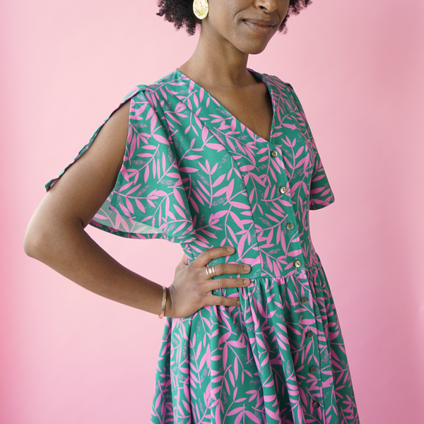 Motif Feuillage rose et vert pour impression textile