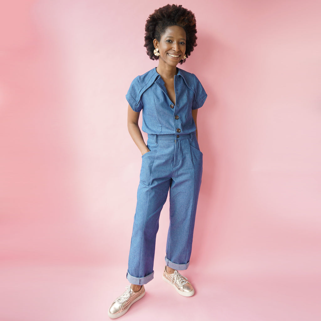 Blue denim 34 online jumpsuit