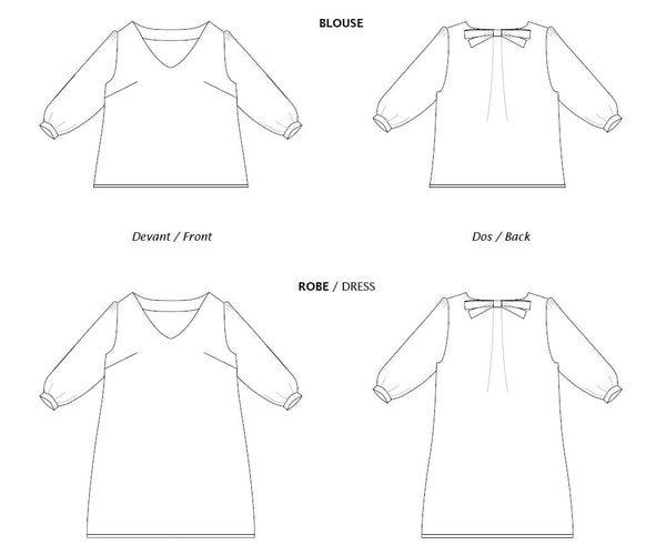 Elena blouse/dress pattern (34-56)