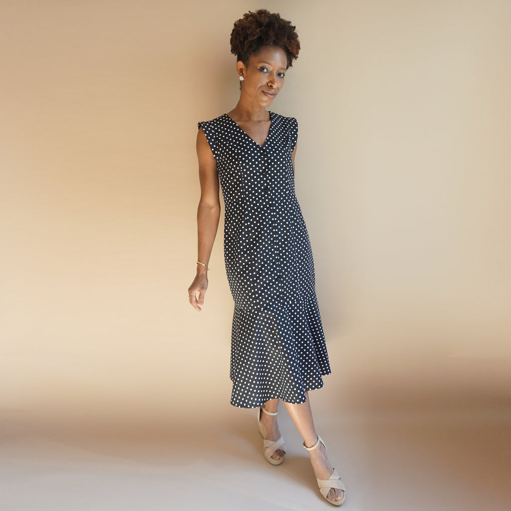 pattern Carmin pattern - Button-Down Peplum Dress - Les lubies de